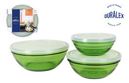 Duralex Set 3 Bolsas 14 cm, 17 cm, 20.5 cm con Tapa Verde (4 Cajas)