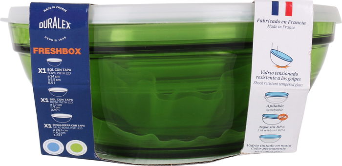 Duralex Set 3 Bolsas 14 cm, 17 cm, 20.5 cm con Tapa Verde (4 Cajas)