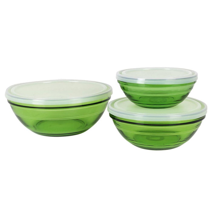 Duralex Set de 3 recipientes con tapa Colección Verde