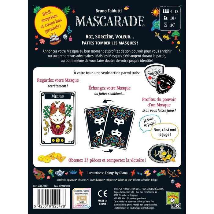 Asmodee Masquerade V2 Azul - Juego de estrategia infantil