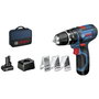Bosch Professional GSB 12V-15 Taladro-atornillador de impacto con 1 batería 2.0Ah y 1 batería 4.0Ah