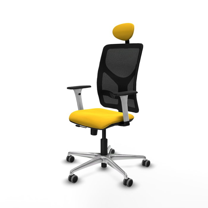 PIQUERAS Y CRESPO Silla de oficina Motilla con mecanismo Sincro/Traslack, Amarillo y Negro