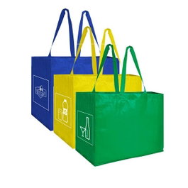 Poessa Set de 3 bolsas de reciclaje de 35 x 29 x 40 cm, Colores surtidos