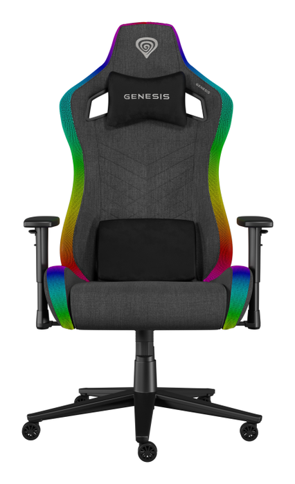 GENESIS NFG-2246 Silla para Videojuegos de PC con RGB, Asiento Acolchado Gris Tela, Reposabrazos Ajustable 2D, Ergonomía Mejorada y Ruedas 60mm GENESIS NFG-2246 Silla para Videojuegos de PC con RGB, Asiento Acolchado Gris Tela, Reposabrazos Ajustable 2D, Ergonomía Mejorada y Ruedas 60mm
