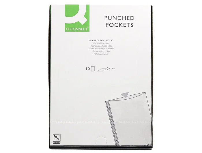 Q-connect Funda Multitaladro Cristal Folio 120 micras (Bolsa 10 Unidades)