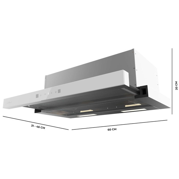 Cecotec Campana Convencional Bolero Flux TLT 604400 60cm Blanca A+++ Inox Control Táctil
