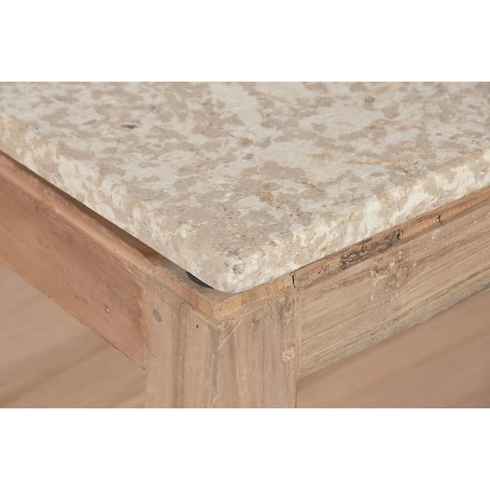 DKD Home Decor Mesa de Centro de Madera Reciclada y Mármol 120x60x40