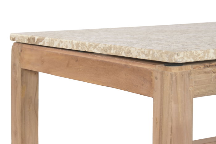 DKD Home Decor Mesa Centro Madera Reciclada Mármol Natural Beige 120x60x40 cm