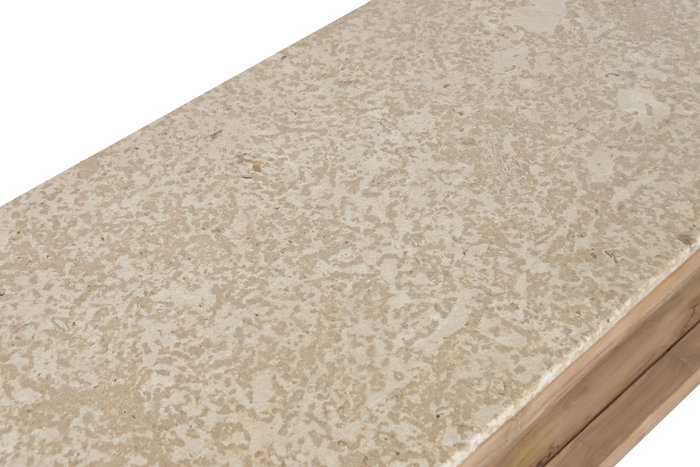 DKD Home Decor Mesa Centro Madera Reciclada Mármol Natural Beige 120x60x40 cm