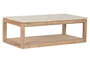 DKD Home Decor Mesa Centro Madera Reciclada Mármol Natural Beige 120x60x40 cm