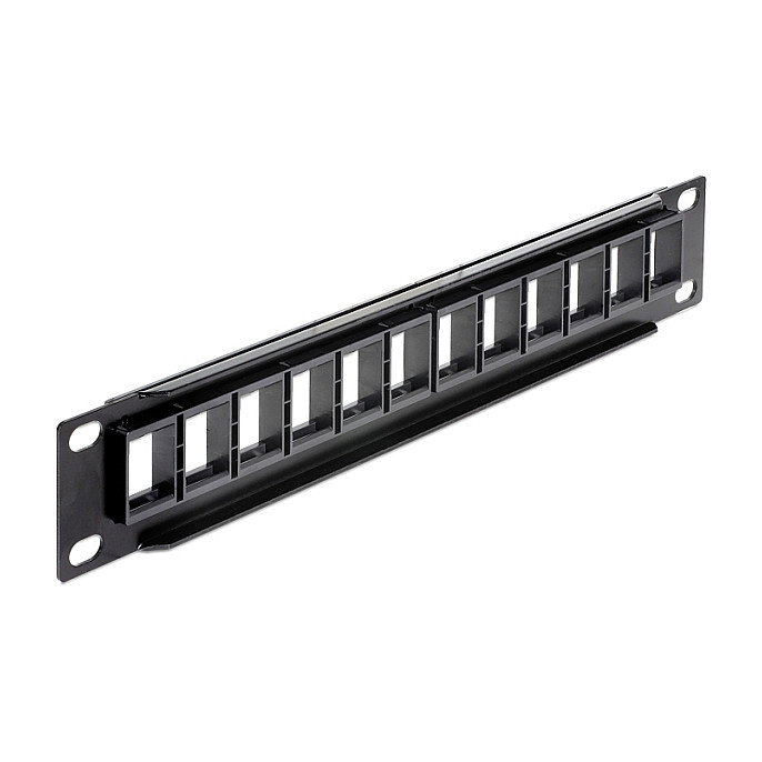 DeLOCK 43259 Patchpanel 12 Puertos RJ45 Negro, 255 mm x 44 mm x 12 mm