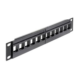 DeLOCK 43259 Patchpanel 12 Puertos RJ45 Negro, 255 mm x 44 mm x 12 mm