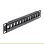 DeLOCK 43259 Patchpanel 12 Puertos RJ45 Negro, 255 mm x 44 mm x 12 mm