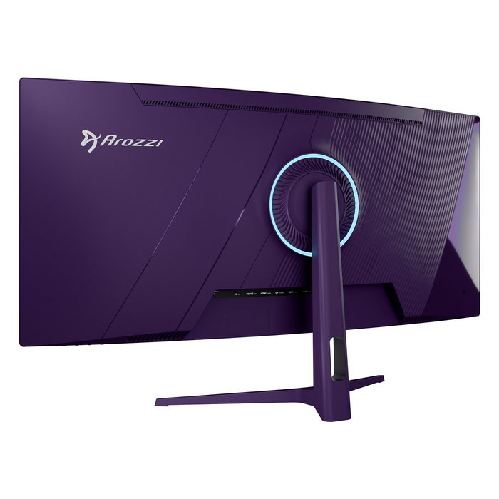 Arozzi Nova 34" Monitor Curvo Gaming - Panel VA, 165 Hz, 3440x1440 4K Ultra HD, 1 ms, HDR, HDMI, DisplayPort, Color Púrpura