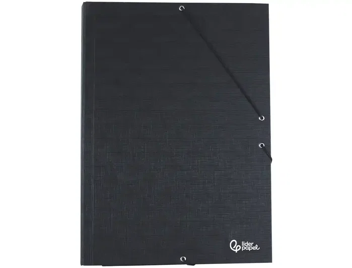 Liderpapel Carpeta de Tres Solapas con Cierre de Gomas, Negro, Tamaño Folio