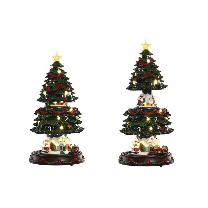 DKD Home Decor Árbol de Navidad Tradicional 23.5 x 45.5 x 23.5 cm Multicolor LED Musical 3xAA