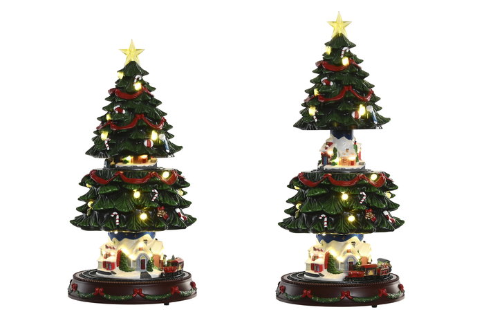 DKD Home Decor Árbol de Navidad Tradicional 23.5 x 45.5 x 23.5 cm Multicolor LED Musical 3xAA