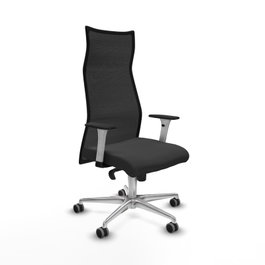 PIQUERAS Y CRESPO Sillón Albacete con Mecanismo Sincro, Similpiel Gris Oscuro y Malla Negro
