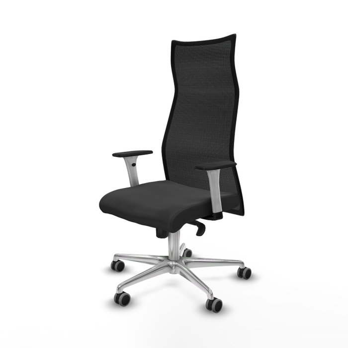 PIQUERAS Y CRESPO Sillón Albacete con Mecanismo Sincro, Similpiel Gris Oscuro y Malla Negro