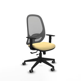 PIQUERAS Y CRESPO Silla de oficina Cilanco con mecanismo Sincro/Traslack, Crema y Gris