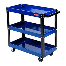 Workpro Carro de Herramientas con 3 Bandejas, Estructura de Metal Robusta, con Ruedas y Frenos, 75.5 x 35.5 x 70.5 cm, Color Azul y Negro