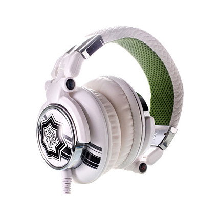 Thermaltake Tt eSPORTS DRACCO - Auriculares Gaming Alámbricos para PC/Consolas, Diadema Supraaural, 10-22000 Hz, Conector 3.5 mm, Color Verde y Blanco