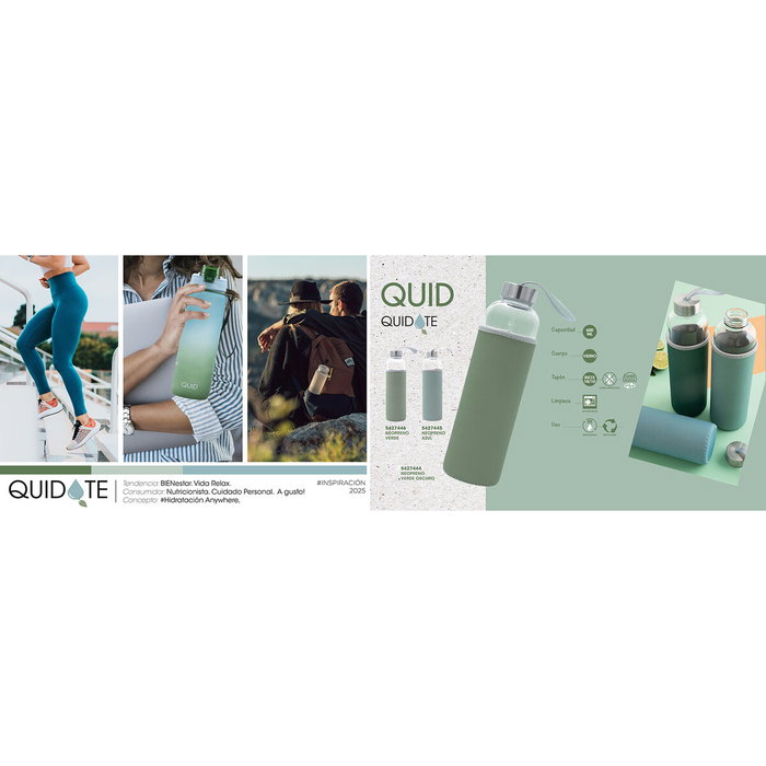 Botella de Agua Quid Quidate Azul Vidrio 600 ml (12 Unidades) Botella de Agua Quid Quidate Azul Vidrio 600 ml (12 Unidades)