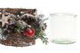 DKD Home Decor Portavelas Ratan Cristal Cesta Nevado Rojo