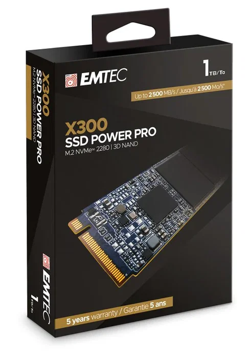 Emtec X300 SSD 1 TB NVMe M.2 PCIe 3.0 - Lectura 2500 MB/s, Escritura 2000 MB/s - Para PC y Portátil