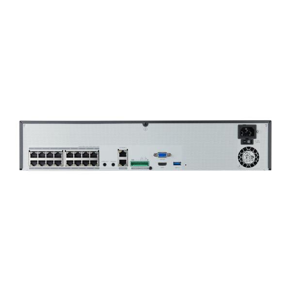 Hanwha Grabador de Red NVR 16 Canales 16 Puertos PoE 32MP 140Mbps, Wisenet X, Sin Disco