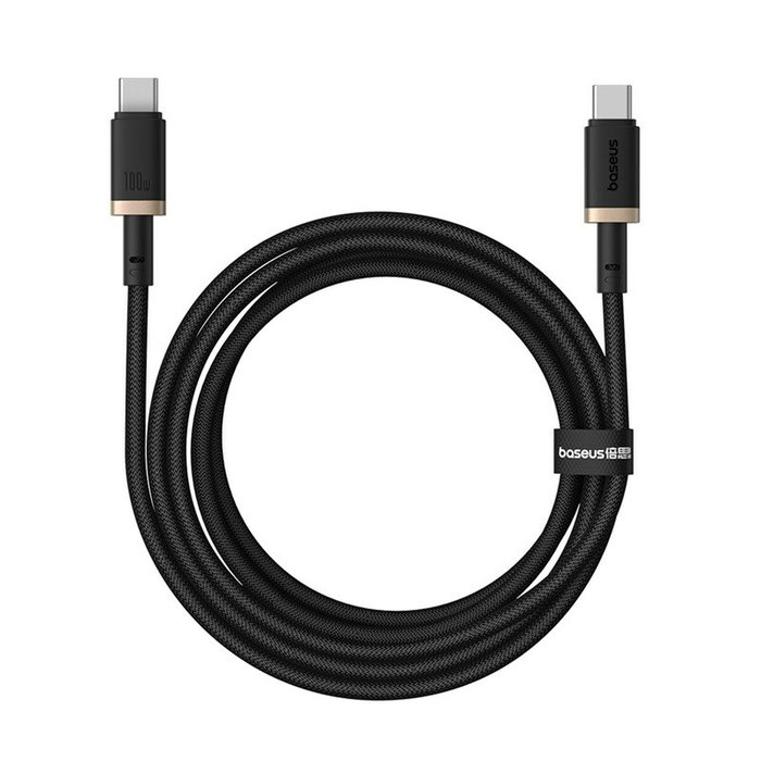 Baseus Dura Cable de Carga Rápida USB-C a USB-C 100W 2m Negro y Oro Baseus Dura Cable de Carga Rápida USB-C a USB-C 100W 2m Negro y Oro
