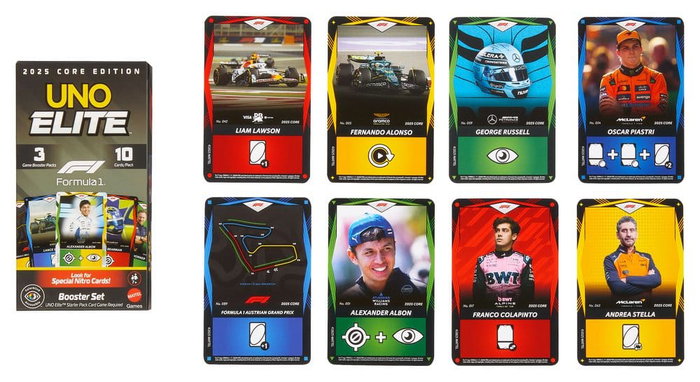Mattel UNO Elite F1 Booster Pack de 30 cartas especiales Mattel UNO Elite F1 Booster Pack de 30 cartas especiales