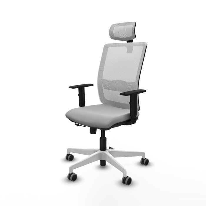 PIQUERAS Y CRESPO Silla de oficina Haches con mecanismo Sincro/Traslack, Gris claro y Blanco