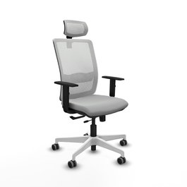 PIQUERAS Y CRESPO Silla de oficina Haches con mecanismo Sincro/Traslack, Gris claro y Blanco