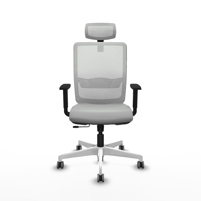 PIQUERAS Y CRESPO Silla de oficina Haches con mecanismo Sincro/Traslack, Gris claro y Blanco