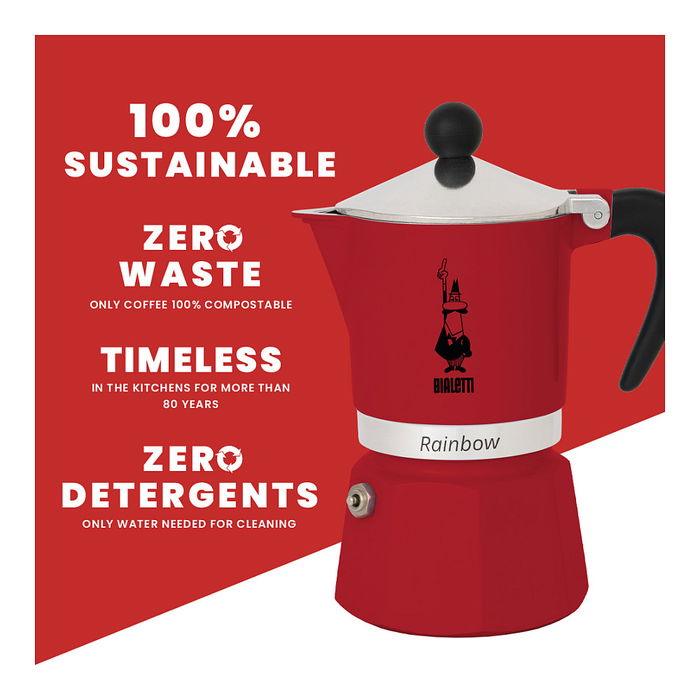 Bialetti Cafetera Rainbow Rojo Aluminio 0.06 L