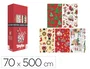 Basika Papel de Regalo Navidad, Rollo Ancho 70 cm x 5 m, Diseños Surtidos, Gramaje 50 g, Caja 40 Unidades
