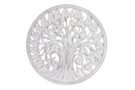 DKD Home Decor Decoración de Pared MDF Árbol Desgastado Blanco 60x60 cm