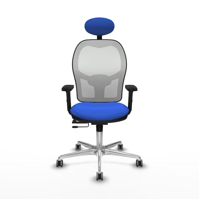 PIQUERAS Y CRESPO Silla de oficina Jorquera con mecanismo Sincro/Traslack, Azul y Blanco