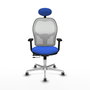 PIQUERAS Y CRESPO Silla de oficina Jorquera con mecanismo Sincro/Traslack, Azul y Blanco