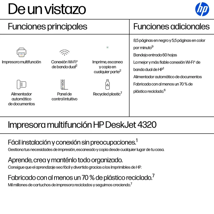 HP DeskJet 4320 Inalámbrica All-in-One Gris