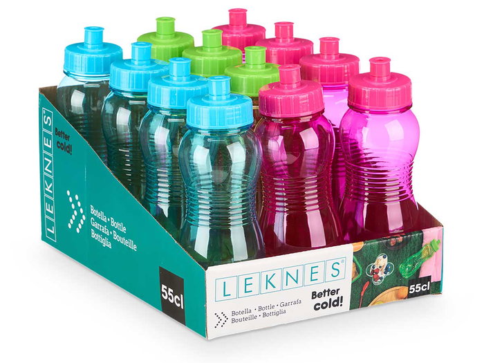 Leknes Cantimplora 550 ml Surtidos Colores 7.5x21x6.5 cm Plástico PET/PP (Set de 24)