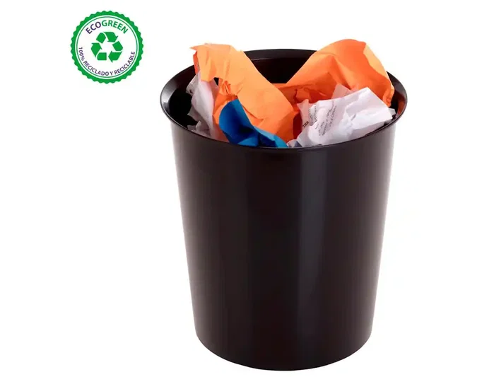 Archivo 2000 Papelera de Plástico Negro 18L