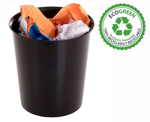 Archivo 2000 Papelera de Plástico Negro 18L