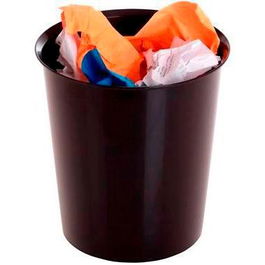 Archivo 2000 Papelera de Plástico con Aro Sujetabolsas, Capacidad 18 Litros, 290x310 mm, Negro