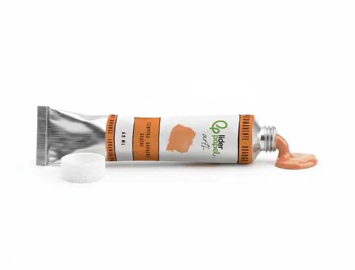 Liderpapel Témpera gouache tubo de aluminio de 60 ml color naranja permanente Liderpapel Témpera gouache tubo de aluminio de 60 ml color naranja permanente