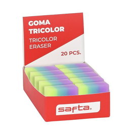 SAFTA Goma de borrar PVC tricolor expositor de 20 unidades
