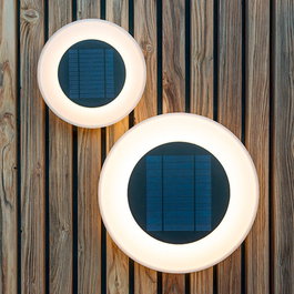 New Garden Aplique LED solar Walli 27, Blanco, ø27 x 5 cm