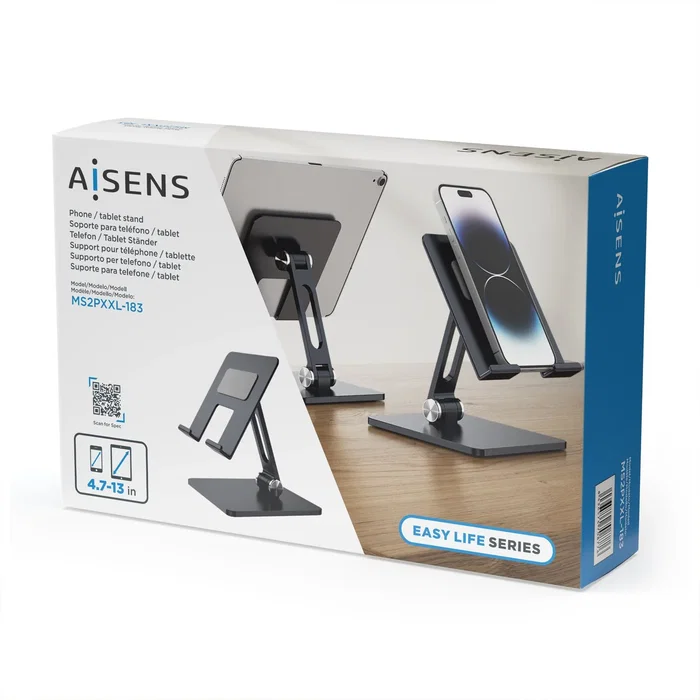 Aisens Soporte de Sobremesa XXL Ajustable con 2 Pivotes para Móvil y Tablet, Gris Aisens Soporte de Sobremesa XXL Ajustable con 2 Pivotes para Móvil y Tablet, Gris
