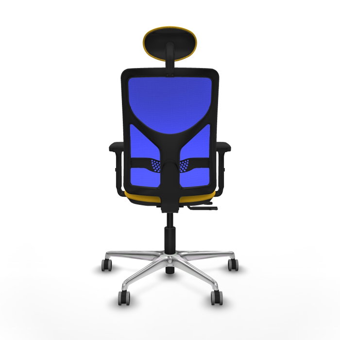 PIQUERAS Y CRESPO Silla de oficina Motilla con mecanismo Sincro/Traslack, Amarillo y Azul